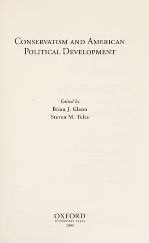 Conservatism and American Political Development