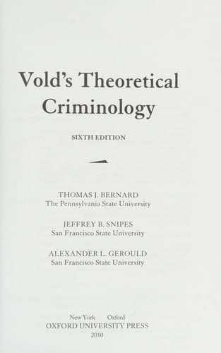 Vold's Theoretical Criminology