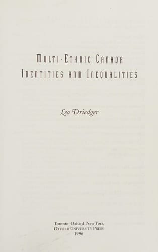 Multi-Ethnic Canada: Identities and Inequalities