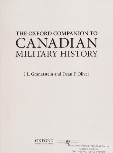 The Oxford Companion to Canadian Military History