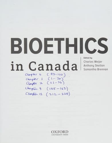 Bioethics in Canada