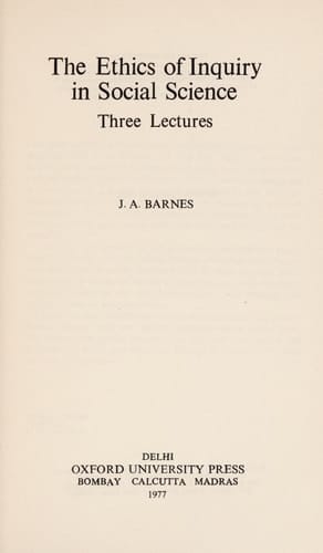 The Ethics of Inquiry in Social Science: Three Lectures