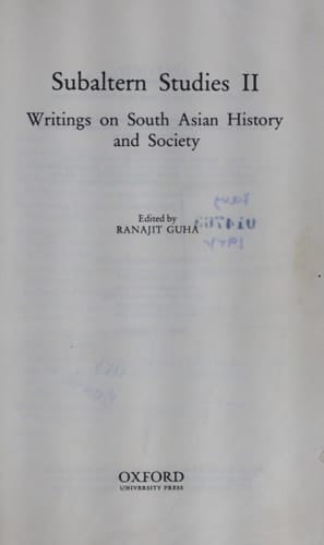 Subaltern Studies: Writings on South Asian History and Society, Vol. 2