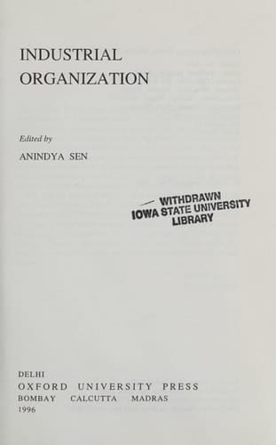 Industrial Organization (Oxford in India Readings: Themes in Economics)