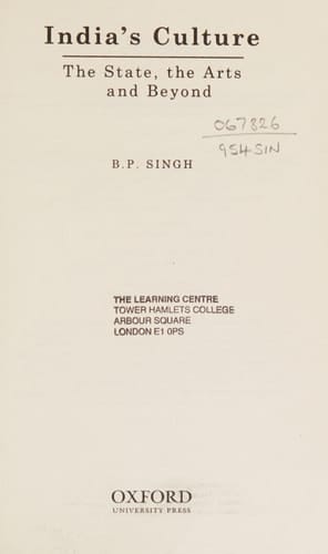 India's Culture: The State, the Arts and Beyond