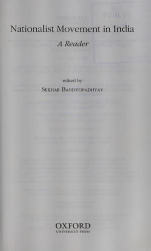 Nationalist Movement in India: A Reader