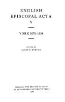 English Episcopal Acta: Volume 5: York 1070-1154 (English Episcopal Acta, 5)