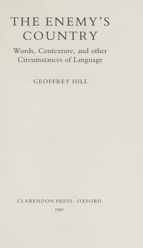 The Enemy's Country: Words, Contexture, and Other Circumstances of Language