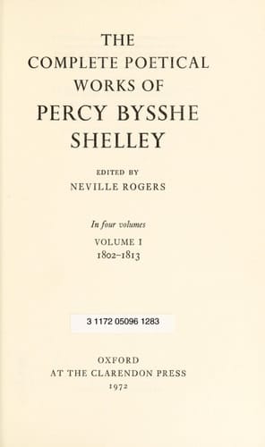 The complete poetical works of Percy Bysshe Shelley;