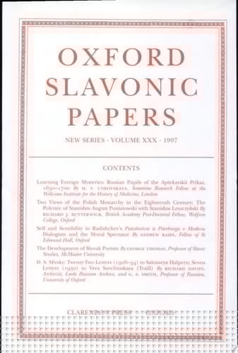 Oxford Slavonic Papers: New Series: Volume XXX