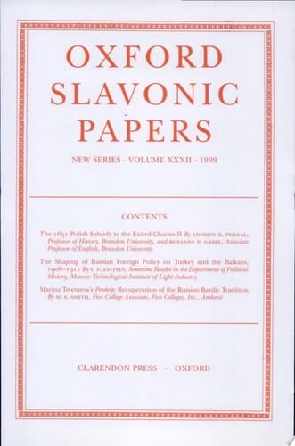 Oxford Slavonic Papers, New Series: Volume XXXII (1999)