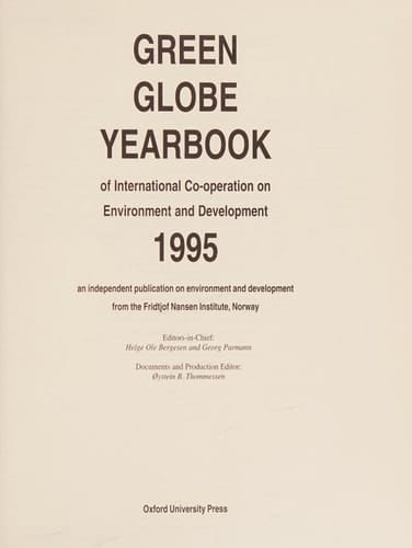 Green Globe Yearbook of International Co-operation on Environment and Development 1995
