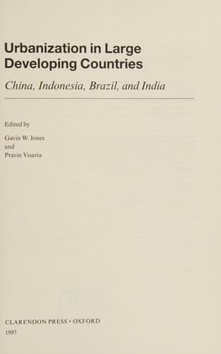 Urbanization in Large Developing Countries: China, Indonesia, Brazil, and India (International Studies in Demography)