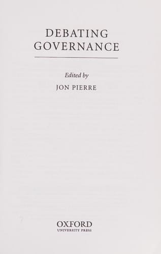 Debating Governance: Authority, Steering, and Democracy