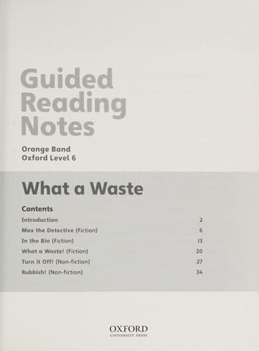 Project X Origins: Orange Book Band, Oxford Level 6: What a Waste: Guided reading notes (Project X Origins)
