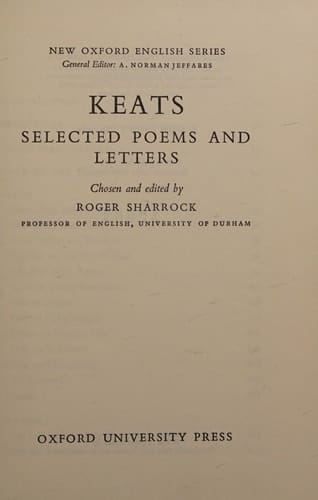 Keats Selected Poems and Letters