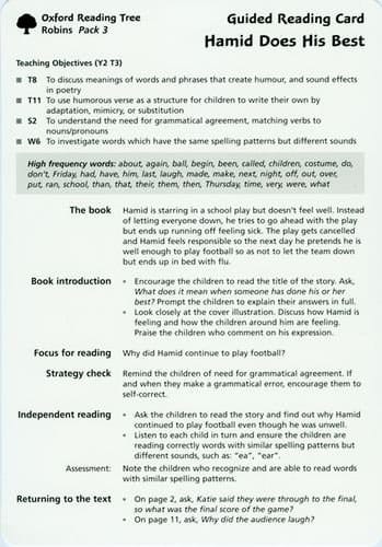 Oxford Reading Tree: Stages 6-10: Robins: Pack 3: Guided Reading Cards