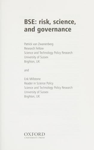 BSE: Risk, Science, and Governance