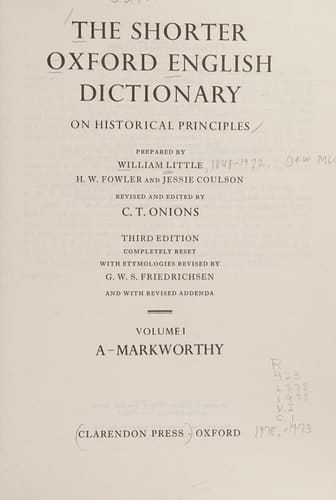 The Shorter Oxford English Dictionary (Plain)