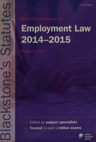 Blackstone's Statutes on Employment Law 2014-2015 (Blackstone's Statute Series)