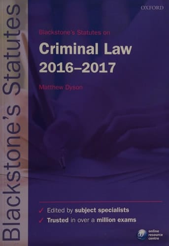 Blackstone's Statutes on Criminal Law 2016-2017