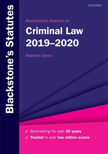 Blackstone's Statutes on Criminal Law 2019-2020 (Blackstone's Statute Series)