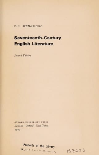 Seventeenth-century English literature, (Oxford paperbacks university series)