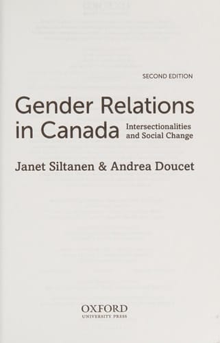 Gender Relations in Canada: Intersectionalities and Social Change