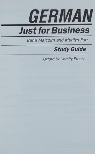 German: Just for Business: Study Guide