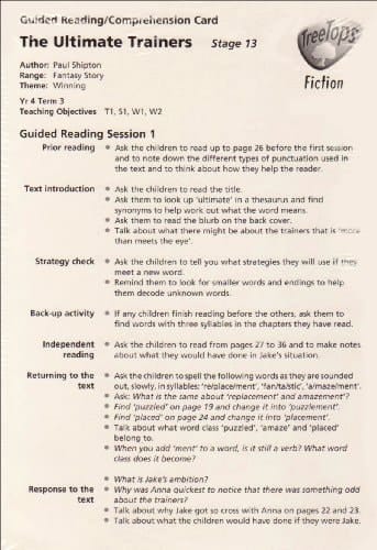 Oxford Reading Tree: Stage 13: TreeTops Stories: Guided Reading Cards