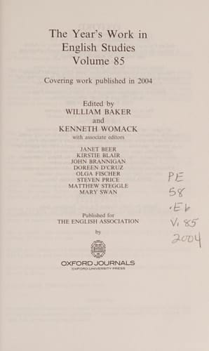 The Year's Work in English Studies Volume 85. Covering work published in 2004