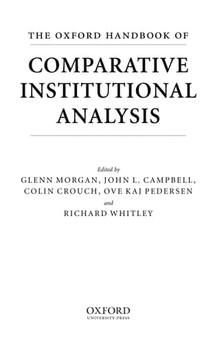 The Oxford Handbook of Comparative Institutional Analysis (Oxford Handbooks)