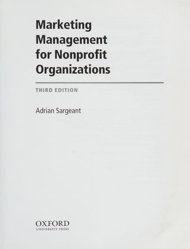 Marketing Management for Nonprofit Organizations