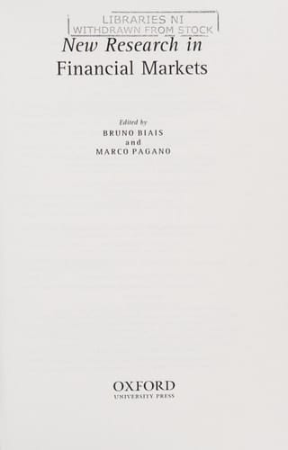 New Research in Financial Markets