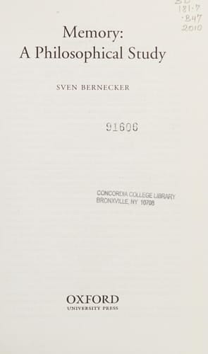 Memory: A Philosophical Study