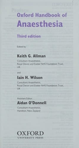 Oxford Handbook of Anaesthesia (Oxford Medical Handbooks)