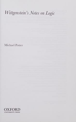 Wittgenstein's Notes on Logic