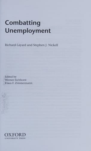 Combatting Unemployment (IZA Prize in Labor Economics)