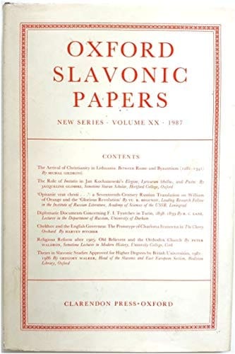 Oxford Slavonic Papers: Volume XX (Oxford Slavonic Papers New Series)