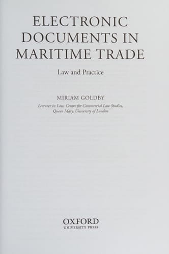 Electronic Documents in Maritime Trade: Law and Practice