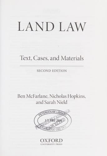 Land Law: Text, Cases, and Materials