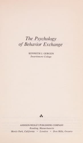 Psychology of Behavior Exchange (Topics in Social Psychology)