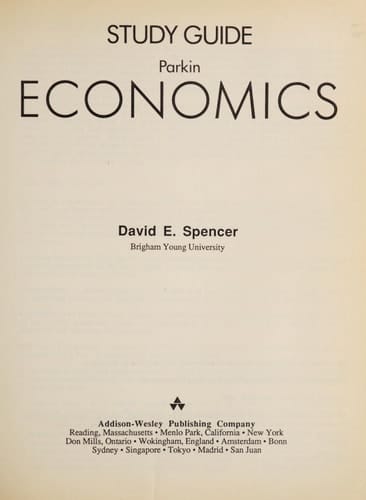 Study Guide: Parkin Economics