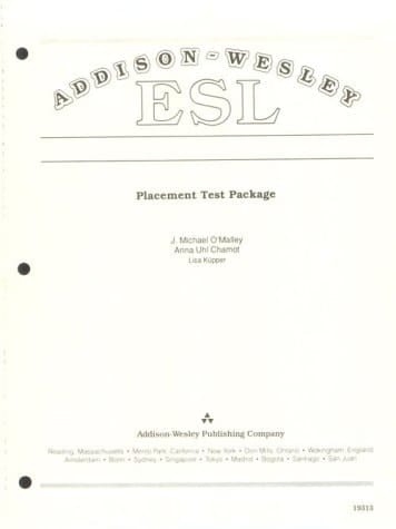 Addison-Wesley ESL Placement Test Package (Reproducible Blackline Masters)