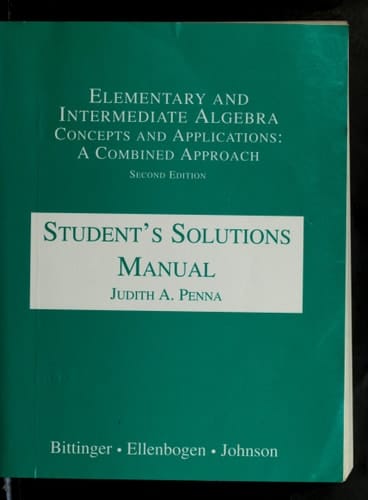 Elementary and Intermediate Algebra: Concepts and Applications : A Combined Approach : Student's Solutions Manual