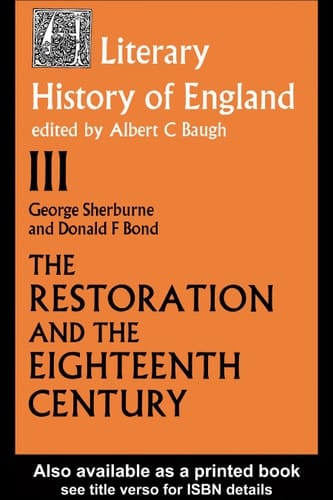 A literary history of england: the Restoration and eighteenth century (1660-1789)
