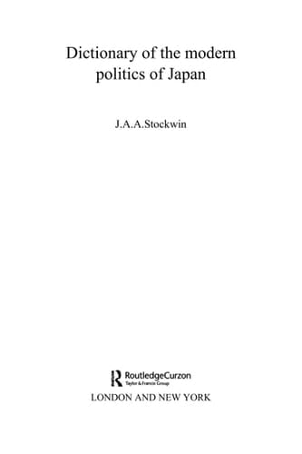 Dictionary of the modern politics of Japan