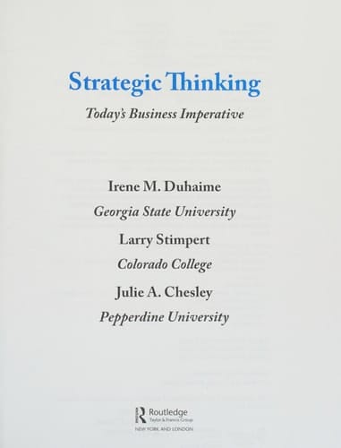 Strategic thinking: today's business imperative