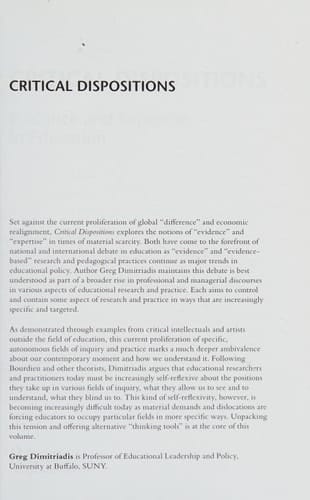 Critical dispositions: evidence and expertise in education