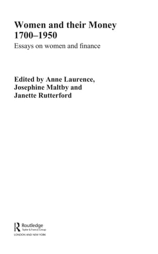 Women and their money 1700-1950: essays on women and finance